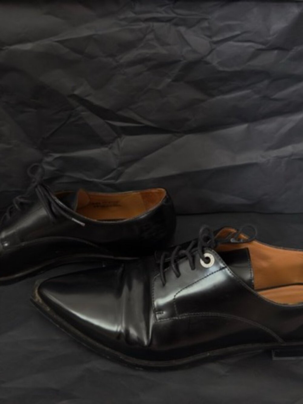 ADOLFO DOMINGUEZ Spanish Designer Glossy Black Masculine Shoes - Picture 2 of 6